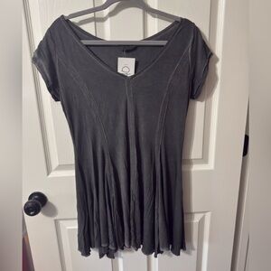 POL Dark Gray Flowy Short Sleeve Top